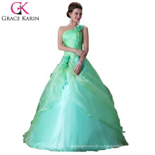 Грейс Карин новый стиль одно плечо зеленые платья quinceanera CL2678
